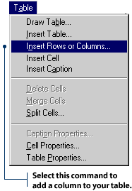 Use this command to insert a column
